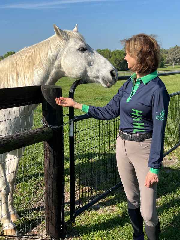 Navy & Green Ladies Long Sleeve Shirt