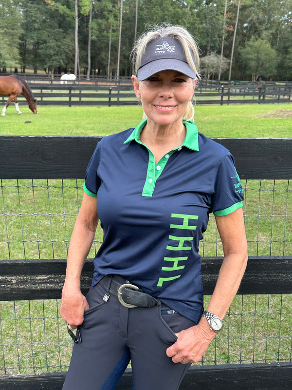 Navy & Green - Ladies Sport Polo Shirt