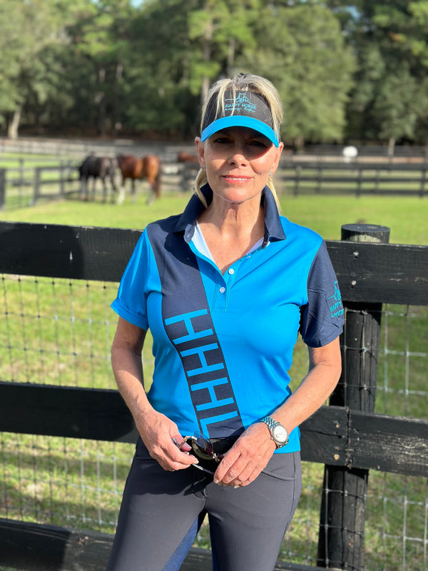 Navy Blue/Turquoise - Ladies Sport Polo Shirt.