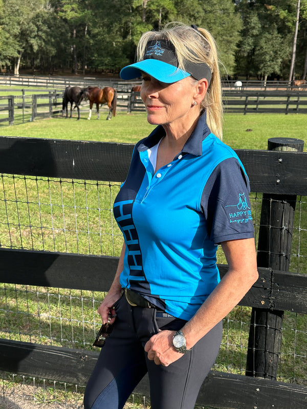 Navy Blue/Turquoise - Ladies Sport Polo Shirt.
