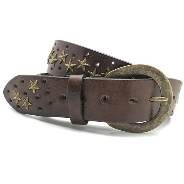 STAR CURVED HANDMADE LEATHER BELT