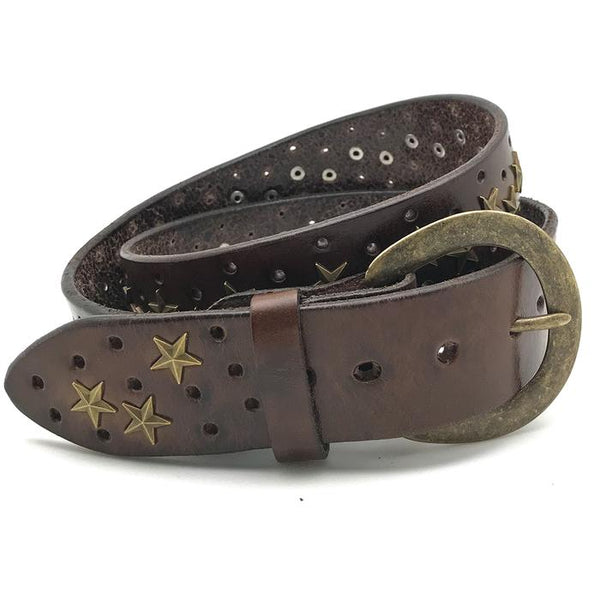 STAR CURVED HANDMADE LEATHER BELT