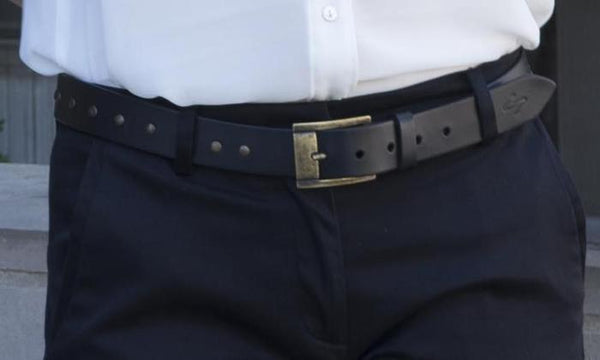 RIVETTI CURVED HANDMADE LEATHER BELT