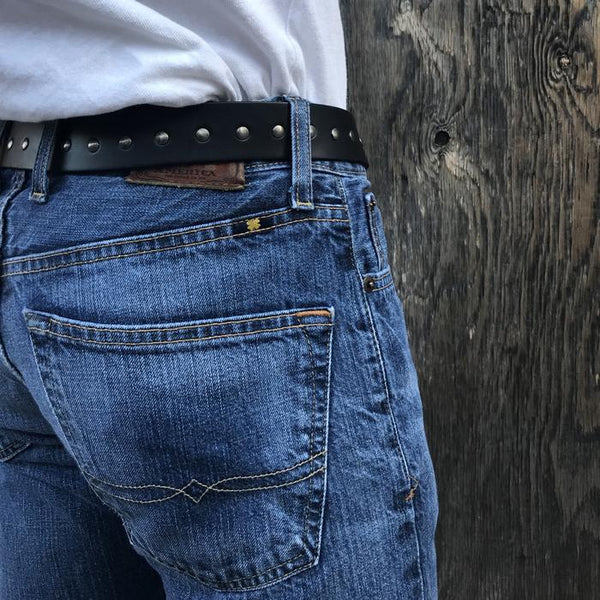 RIVETTI CURVED HANDMADE LEATHER BELT