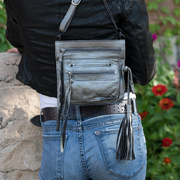 <b>Stretta</b> Small Leather Crossbody and Belt Hip Bag