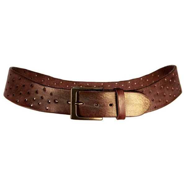 PERFORATA CURVED HANDMADE LEATHER BELT