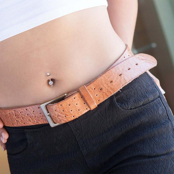 PERFORATA CURVED HANDMADE LEATHER BELT