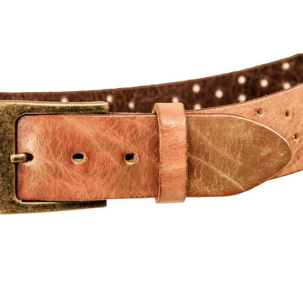 PERFORATA CURVED HANDMADE LEATHER BELT