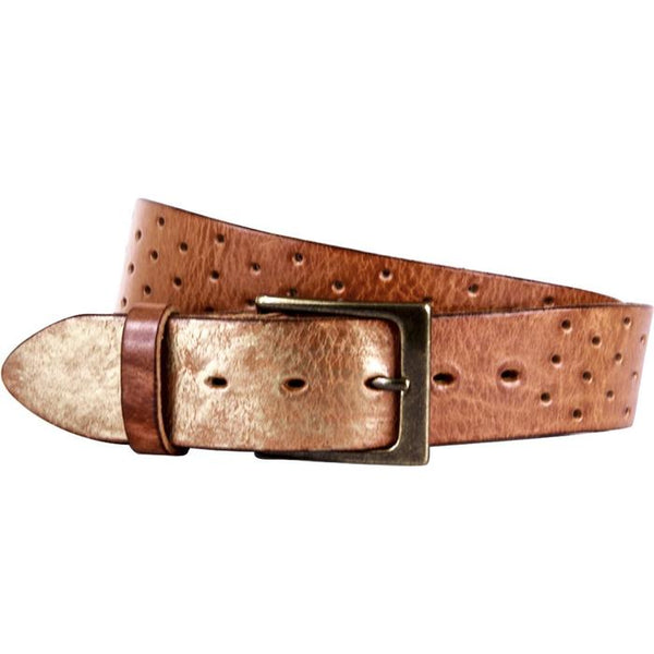 PERFORATA CURVED HANDMADE LEATHER BELT