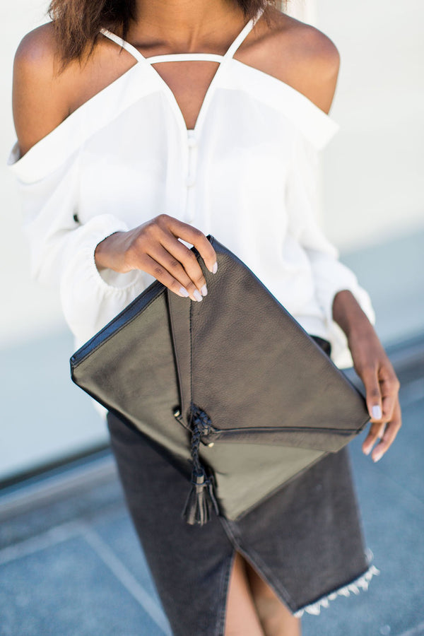 Leather Envelope Clutch and Crossbody Purse